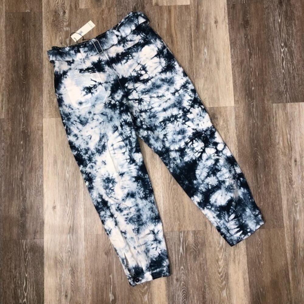 La Vie Rebecca Taylor Ink Tie Dye Belted Pants 29 NWT